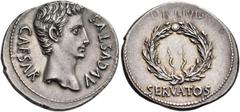 The Collection of a Perfectionist of Roman Imperial Silver Coins Octavian as Augustus, 27 BC – 14 AD. Denarius, Colonia Patricia (?) circa 19 BC, AR 3.78 g. CAESAR – AVGVSTVS Bare head r. Rev. Oak wre