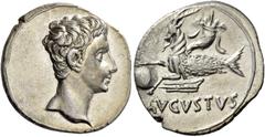 The Collection of a Perfectionist of Roman Imperial Silver Coins Octavian as Augustus, 27 BC – 14 AD. Denarius, Colonia Patricia (?) circa 18-17/16, AR 3.71 g. Bare head r. Rev. AVGVSTVS Capricorn l.,