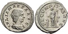 The Collection of a Perfectionist of Roman Imperial Silver Coins Julia Maesa, grandmother of Elagabalus and Severus Alexander. Denarius 218-222/3, AR 3.33 g IVLIA MAESA AVG Draped bust r. Rev. FECVNDI