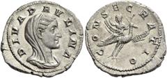 The Collection of a Perfectionist of Roman Imperial Silver Coins Paulina, wife of Maximinus I. Diva Paulina. Denarius 235-238, AR 2.92 g. DIVA PAVLINA Veiled and draped bust r. Rev. CONSECRATIO Paulin