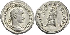 The Collection of a Perfectionist of Roman Imperial Silver Coins Gordian I, 1– 22 April 238. Denarius 238, AR 3.60 g. IMP M ANT GORDIANVS AFR AVG Laureate, draped and cuirassed bust r. Rev. ROMAE A – 