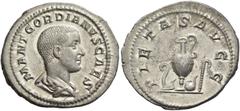 The Collection of a Perfectionist of Roman Imperial Silver Coins Gordian III caesar, April – June 238. Denarius 238, AR 2.97 g. M ANT GORDIANVS CAES Bare-headed and draped bust r. Rev. PIETAS AVGG Pri