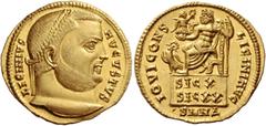 The Roman Empire Licinius I, 308 – 324. Aureus, Nicomedia 317-318, AV 5.27 g. LICINIVS – AVGVSTVS Laureate head r. Rev. IOVI CONS – LICINI AVG Jupiter, nude to waist, bearded and laureate, seated l. o