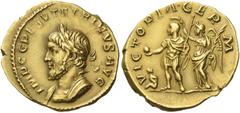 The Roman Empire Tetricus I, 271 – 274. Aureus, Cologne 271, AV 4.44 g. IMP C G P ESV TETRICVS AVG Laureate and cuirassed bust l. Rev. VICTORIA GER M Tetricus, holding globe and sceptre, standing l., 