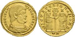 The Roman Empire Decentius caesar, 351 – 353. Solidus, Treveri 353, AV 3.96 g. D N DECENTI – VS FORT CAES Bare-headed, draped and cuirassed bust r. Rev. VICT AVG LIB ROM ORB Victory standing r. and Li