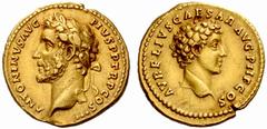 An Important Collection of Roman Gold Coins Part I The Roman Empire Antoninus Pius Augustus, 138 – 161 No.: 24 Estimate: CHF 10000 d=20 mm Aureus 140, 7.23 g. ANTONINVS AVG – PIVS P P TR P COS III Lau