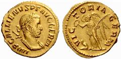 An Important Collection of Roman Gold Coins Part I The Roman Empire Gallienus, 260 – 263 No.: 60 Estimate: CHF 5500 d=19 mm Aureus 258, 2.95 g. IMP GALLIENVS P F AVG GERM Laureate and cuirassed bust r
