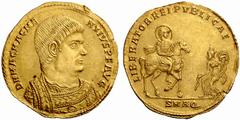 An Important Collection of Roman Gold Coins Part I The Roman Empire Magnetius, 350 – 353 No.: 95 Estimate: CHF 55000 d=37 mm Medallion of 3 solidi, Aquileia 351, 13.70 g. D N MAG MAGNE – NTIVS P F AVG