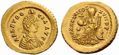 An Important Collection of Roman Gold Coins Part I The Roman Empire Aelia Eudocia, wife of Theodosius II No.: 116 Estimate: CHF 3000 d=21 mm Solidus, Constantinopolis 443-450, 4.47 g. AEL EVDO – CIA A
