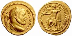 An Important Collection of Roman Gold Coins Part II The Roman Empire Galerius Maximianus Augustus, 305 – 311 No.: 204 Estimate: CHF 6500 d=20 mm Aureus, May 305-June 306, 5.50 g. MAXIMIA – NVS P F AVG