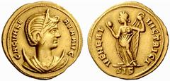 An Important Collection of Roman Gold Coins Part II The Roman Empire Galeria Valeria, wife of Galerius Maximianus No.: 205 Estimate: CHF 10000 d=21 mm Aureus, Siscia 308-309, 5.26 g. GAL VALE – RIA AV