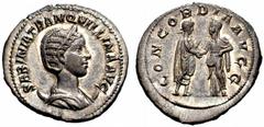 The Roman Empire Tranquillina, third wife of Gordian III No.: 145 Estimate: CHF 20000 d=24 mm Antoninianus after 241, AR 5.00 g. SABINA TRANQVILLINA AVG Diademed and draped bust r. on crescent. Rev. C