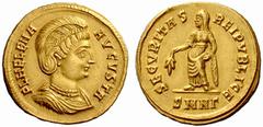 The Roman Empire Helena, mother of Constantine No.: 236 Estimate: CHF 70000 d=20 mm Solidus, Nicomedia 324-325, AV 4.45 g. FL HELENA – AVGVSTA Diademed and draped bust r., wearing double pearl necklac
