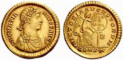 The Roman Empire Gratian, 367 – 383 No.: 271 Estimate: CHF 2000 d=22 mm Solidus, Constantinopolis 367-375, AV 4.51 g. DN GRATIA – NVS P F AVG Rosette-diademed, draped and cuirassed bust r. Rev. VICTOR