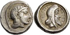 Greek coins Dynasts of Lycia, Kherei 410 – 390. Stater, Pinara circa 410-390, AR 8.63 g. Helmeted head of Athena r.; behind, neckguard and beneath neck truncation, Kh – erê in Lycian characters. Rev. 