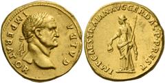 The Roman Empire Galba, 68 – 69. Restitution issue by Trajan. Aureus circa 112-113, AV 7.21 g. GALBA – IMPERATOR Laureate bust r. Rev. IMP CAESAR TRAIAN AVG GER DAC P P REST Libertas standing l., hold
