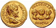 The Barry Feirstein Collection of Ancient Coins Part I The Roman Empire The mint is Roma unless otherwise stated Septimius Severus, 193 – 211 No.: 134 Estimate: CHF 28000 d=21 mm Aureus circa 202, AV 