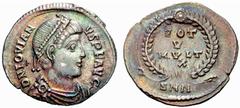 The Barry Feirstein Collection of Ancient Coins Part I The Roman Empire The mint is Roma unless otherwise stated Jovian, 363 – 364 No.: 197 Estimate: CHF 300 d=18 mm Siliqua, Nicomedia 363-364, AR 1.5