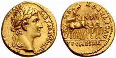 The Roman Empire The mint is Roma unless otherwise stated Octavian as Augustus, 27 BC – 14 AD No.: 639 Estimate: CHF 15000 d=20 mm Aureus, Lugdunum 13-14 AD, AV 7.72 g. CAESAR AVGVSTVS – DIVI [F PATER