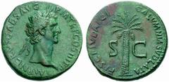 The Roman Empire The mint is Roma unless otherwise stated Nerva, 96 – 98 No.: 695 Estimate: CHF 9000 d=36 mm Sestertius 97, æ 24.44 g. IMP NERVA CAES AVG – P M TR P COS III P P Laureate head r. Rev. F
