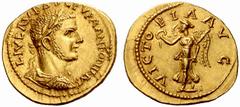 The Roman Empire The mint is Roma unless otherwise stated Uranius Antoninus, 253 – 254 No.: 810 Estimate: CHF 30000 d=19 mm Aureus, Emesa 253-254, AV 5.90 g. L IVL AVR SVLP VRA ANTONINVS Laureate, dra
