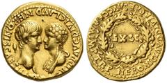The Roman Empire Nero augustus, 54 – 68. Aureus October-December 54, AV 7.54 g. AGRIPP AVG DIVI CLAVD NERONIS CAES [MATER] Confronted busts of Nero, bare-headed l., and Agrippina Minor, draped r.; in 
