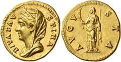 The Roman Empire Faustina I, wife of Antoninus Pius. Diva Faustina I. Aureus after 141, AV 6.97 g. DIVA FAV – STINA Draped and veiled bust l. Rev. AVGV – STA Ceres, veiled, standing l., holding torch 