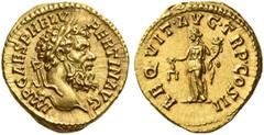 The Roman Empire Pertinax, 1st January – 28th March 193. Aureus 1st January – 28th March 193, AV 7.33 g. IMP CAES P HELV – PERTIN AVG Laureate head r. Rev. AEQVIT AVG TR P COS II Aequitas standing l.,