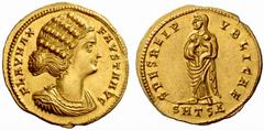 The Barry Feirstein Collection Part II The Roman Empire Fausta, wife of Constantine I No.: 205 Estimate: CHF 125000 d=22 mm Solidus, Thessalonica circa 324, AV 4.53 g. FLAV MAX – FAVSTA AVG Draped bus
