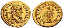 Roman Coins The Roman Empire Pertinax, January 1st – March 28th 193 No.: 110 Estimate: CHF 30000 d=22 mm Aureus January 1st – March 28th 193, AV 7.26 g. IMP CAES P HELV – PERTIN AVG Laureate head r. R