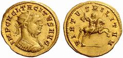 Roman Coins The Roman Empire Tacitus, 275 – 276 No.: 134 Estimate: CHF 18000 d=23 mm Heavy aureus, Cyzicus 275–276, AV 6.42 g. IMP C M C L TACITVS AVG Radiate and cuirassed bust r. Rev. VIRTV – S MILI