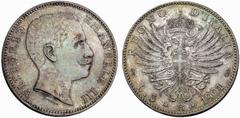 Monete di zecche italiane Savoia d=39 mm Da 5 Lire 1901 Roma. AR 24,99 g. Pagani 706. MIR 1134a. Montenegro 108. Gigante 70. Estremamente rara. Patina di medagliere, Spl / Fdc Ex Collezione Ruggiero 1