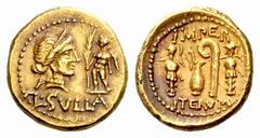 The Roman Republic L. Cornelius Sulla. Aureus mint moving with Sulla 84-83, AV 10.76 g. Diademed head of Venus r.; in field r., Cupid standing l., holding palm-branch; below, L·SVLLA. Rev. IMPER Jug a