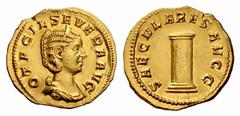 The Roman Empire Otacilia Severa, wife of Phipil I Aureus 248, AV 5.11 g. OTACIL SEVERA AVG Diademed and draped bust r. Rev. SAECVLARES AVGG Column. C 67 var. (M OTACIL, in error ?). RIC 117. Mazzini 