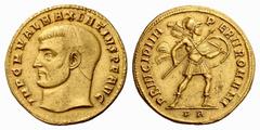 The Roman Empire Maxentius augustus, 307 – 312 Medallion of 4 aurei circa 308, AV 21.18 g. IMP C M VAL MAXENTIVS P F AVG Bare head l. Rev. PRINCIPI IM – P – ERII ROMANI Virtus advancing r., cloak bill