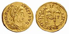See Errata for changes to this lot description The Roman Empire Glycerius, 473 – 474 Solidus, Ravenna or possibly a Visigothic mint in Gaul 473-474, AV 4.39 g. D N GLVCER – IVS P F AVG Rosette-diademe