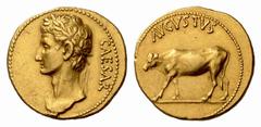 The Barry Feirstein Collection Part IV The Roman Empire Octavian as Augustus, 27 BC – 14 AD Aureus, uncertain mint after 27 BC, AV 7.90 g. CAESAR Laureate bust l. Rev. AVGVSTVS Heifer walking l. C 27.