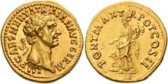 The Roman Empire Trajan augustus, 98 – 117 Aureus 98-99, AV 7.47 g. IMP CAES NERVA TR–AIAN AVG GERM Laureate head r. Rev. PONT MAX T – R POT COS II Fortuna standing l., holding rudder set on prow and 