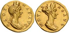The Roman Empire Plotina, wife of Trajan Aureus 117-118, AV 7.24 g. PLOTI – NAE AVG Draped bust of Plotina r., wearing double metal stephane. Rev. MATIDI – AE AVG Diademed and draped bust of Matidia r