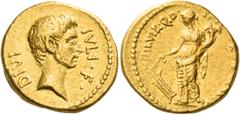 The Roman Republic Ti. Sempronius Graccus. Aureus 40 (?) or later, AV 8.07 g. DIVI - IVLI·F· Bearded head of Octavian r. Rev. [TI·SEMPRON·GRACCVS] – IIII·VIR·Q·D· Fortuna standing l. holding cornucopi