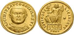 The Roman Empire Licinius I, 308 – 324 Aureus, Antiochia 320-321, AV 5.30 g. LICINIVS AVG OB D V FILII SVI Bare-headed, draped and cuirassed bust facing. Rev. IOVI CONS – LICINI AVG Jupiter seated fac