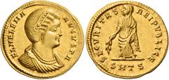The Roman Empire Helena, mother of Constantine I Solidus, Thessalonica 326, AV 4.48 g. FL HELENA – AVGVSTA Diademed and draped bust r., wearing double necklace. Rev. SECVRITAS – REIPVBLICE Securitas, 