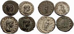 Impero Romano Lotti multipli di monete dell’Impero romano Lotto di quattro monete di Elagabalo.  Denario, Antochia, 216-219,  AR 3,28 g.  C 48.  RIC 82a (Roma). BMC nota al 279.  Denario 219-220,  AR 