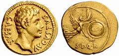 An interesting selection of Roman Gold Coins from the B.d.B Collection The Roman Empire Octavian as Augustus, 27 BC – 14 AD Aureus, Colonia Patricia 19 BC, 7.84 g. CAESAR – AVGVSTVS Bare head r. Rev. 