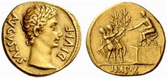 An interesting selection of Roman Gold Coins from the B.d.B Collection The Roman Empire Octavian as Augustus, 27 BC – 14 AD Aureus, Lugdunum 15-13 BC, 7.83 g. AVGVSTVS – DIVI·F Bare head r. Rev. Two s