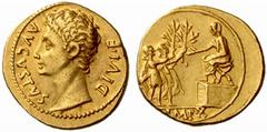 An interesting selection of Roman Gold Coins from the B.d.B Collection The Roman Empire Octavian as Augustus, 27 BC – 14 AD Aureus, Lugdunum 15-13 BC, 7.95 g. AVGVSTVS – DIVI·F Bare head l. Rev. Two s