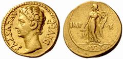 An interesting selection of Roman Gold Coins from the B.d.B Collection The Roman Empire Octavian as Augustus, 27 BC – 14 AD Aureus, Lugdunum 15-13 BC, 7.79 g. AVGVSTVS – DIVI·F Bare head l. Rev. IMP –