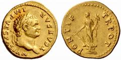 An interesting selection of Roman Gold Coins from the B.d.B Collection The Roman Empire Titus caesar, 69 – 79 Aureus 74, 7.18 g. T CAESAR – IMP VESPASIAN Laureate head r. Rev. TR POT – PONTIF Fortuna 