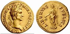 An interesting selection of Roman Gold Coins from the B.d.B Collection The Roman Empire Nerva, 96 – 98 Aureus 97, 7.64 g. IMP NERVA CAES AVG – P M TR P COS III P P Laureate head r. Rev. LIBERTAS – PVB