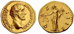 An interesting selection of Roman Gold Coins from the B.d.B Collection The Roman Empire Antoninus Pius augustus, 138 – 161 Aureus 148-149, 7.44 g. ANTONINVS – AVG PIVS P P TR P XII Bare head r. Rev. C